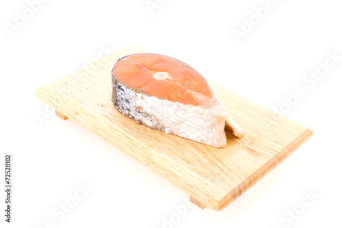 Salmon meat isolated on white background