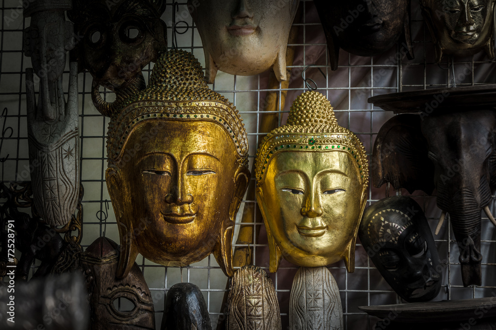 The vintage handicrafts of Buddha head statue