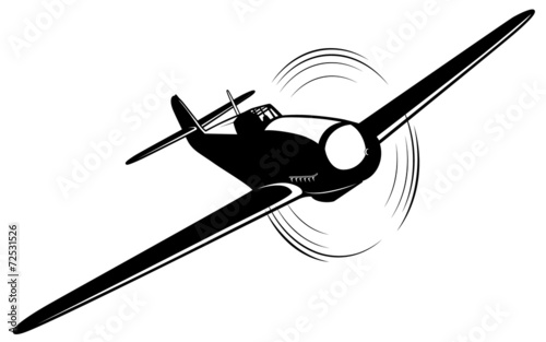 Vector silhouette of the old fighter plane