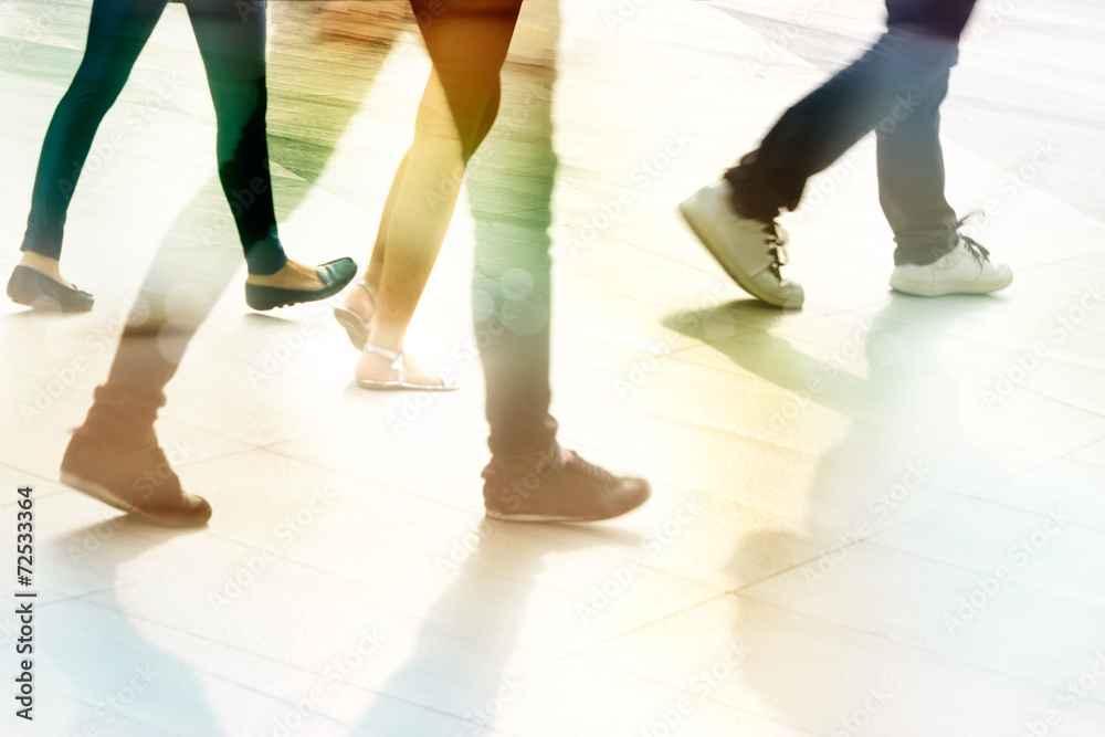 © ipopba - abstract people street walk in the city, pastel and blur concept