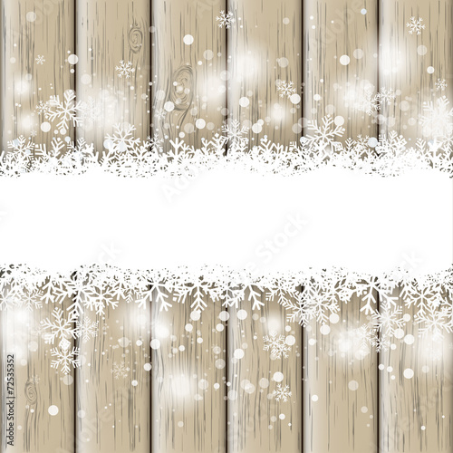 Snow Centre Wooden Background