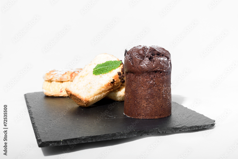 Cake with chocolate isolated on white background Cake with chocolate isolated on white background