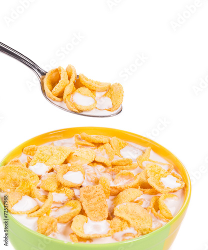 bowl of corn flakes. photo