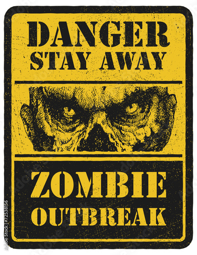 Zombie. Warning sign. Hand drawn. Vector illustration eps8