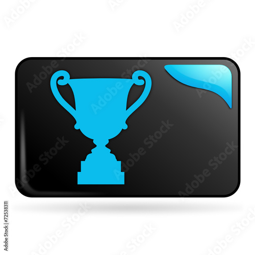 trophée sur bouton web rectangle bleu