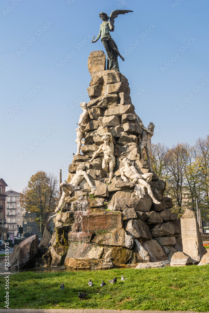 Obraz premium The monument to the Frejus Tunnel, Statuto Square, Turin
