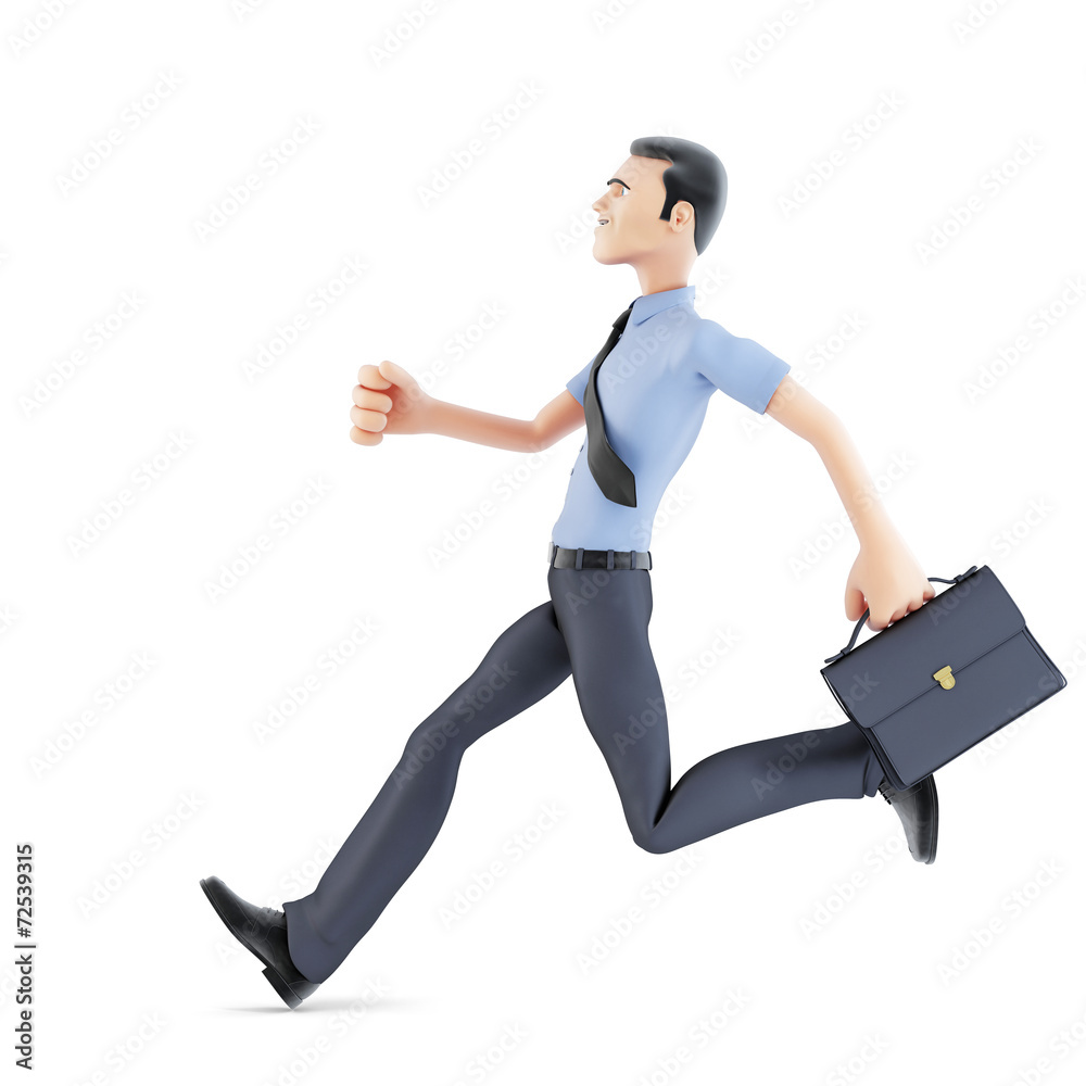 Businessman running with briefcase. Isolated Businessman running with briefcase. Isolated