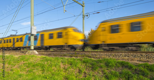 Passenger train moving at high speed