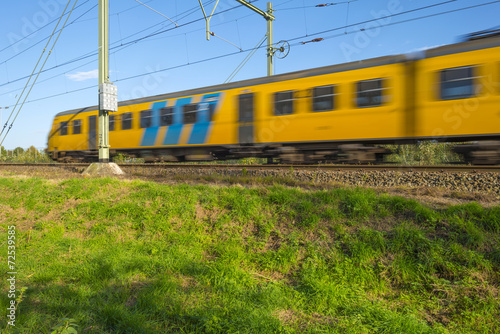 Passenger train moving at high speed