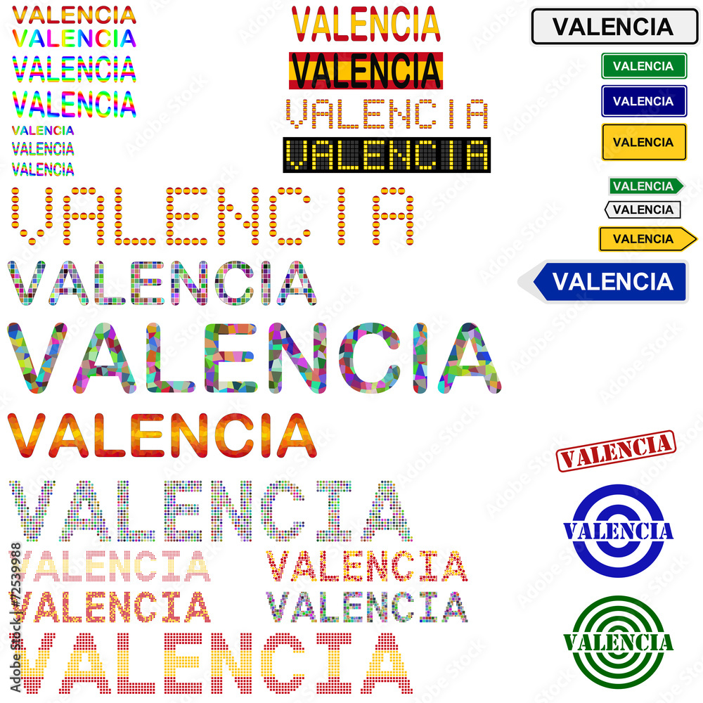 Valencia text design set
