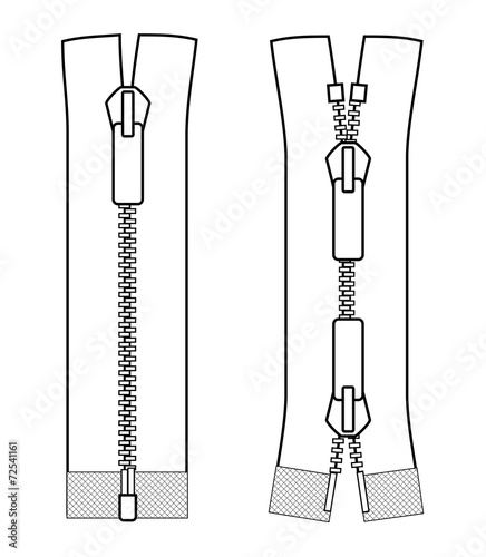 Zipper types vector illustration isolated on white background.