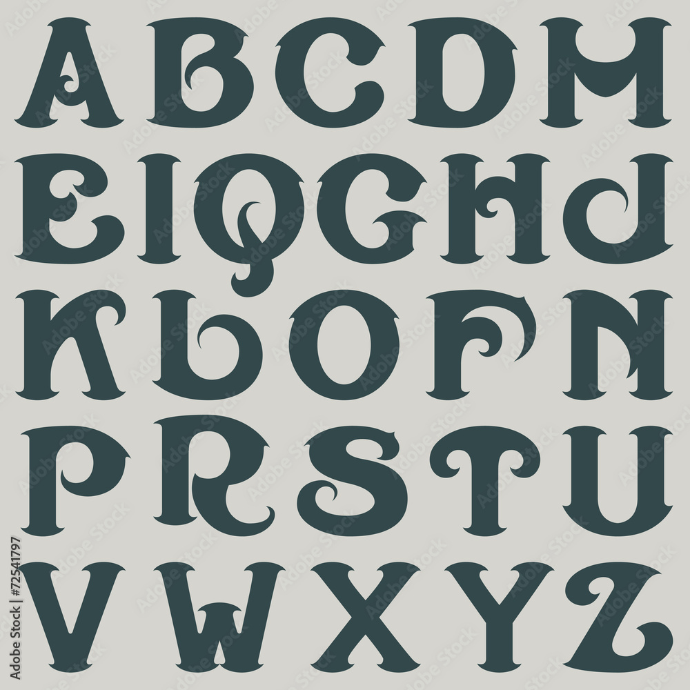 Set of vector initials in the style of the old signs
