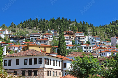 Stone traditional houses in Kastoria city (Epirus, Greece)