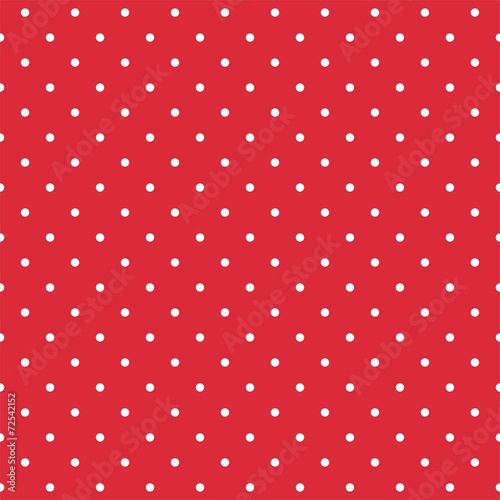 Tile vector pattern with white polka dots on red background