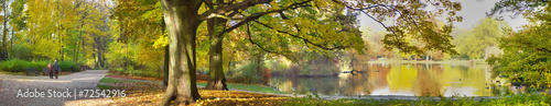 autumnal pond in park #72542916