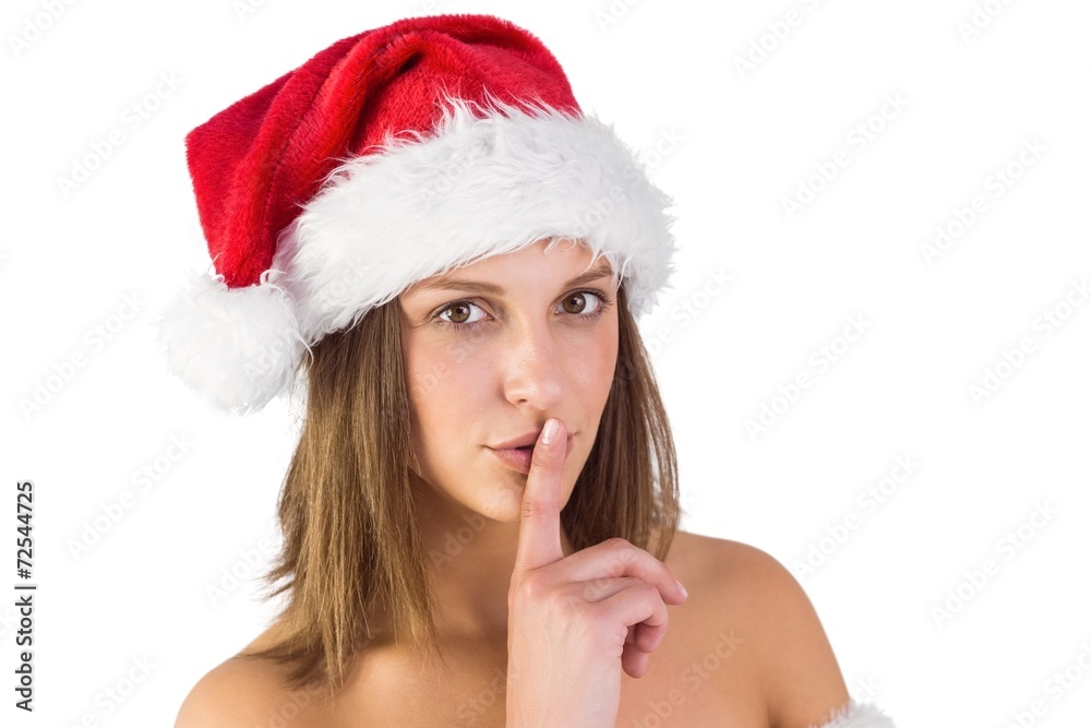 Festive brunette keeping a secret Festive brunette keeping a secret