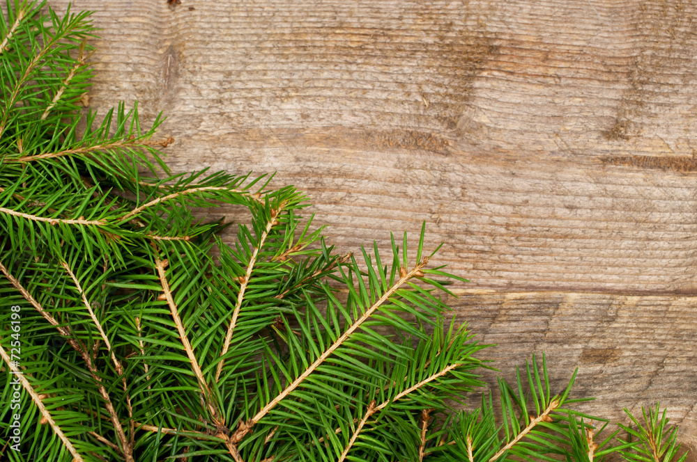Naklejka premium Christmas background with spruce branches