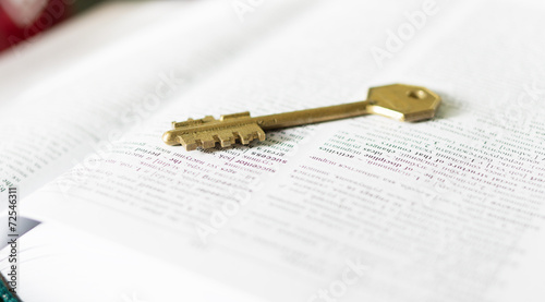 Obraz na płótnie Golden key with word concept w salonie