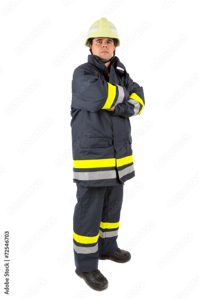 Fireman in uniform isolated in white Fireman in uniform isolated in white