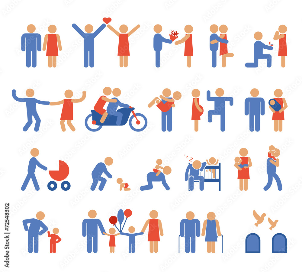 Assortment of Family and Couple Pictogram Icons