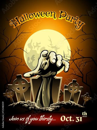 Halloween Party Invitation with Zombie Graphic