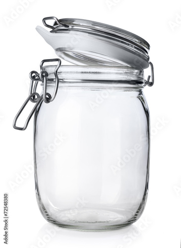 Open jar for canning isolated on white background
