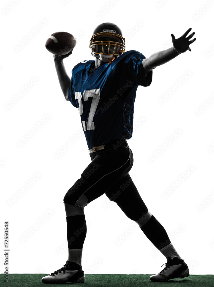 quarterback american throwing football player man silhouette quarterback american throwing football player man silhouette