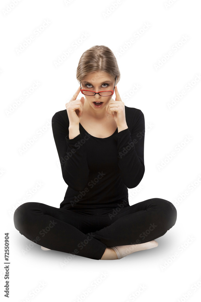 girl with red glasses girl with red glasses