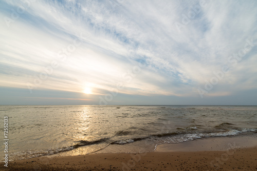 Fototapeta Naklejka Na Ścianę i Meble -  Shoreline of Baltic sea beach with rocks and sand dunes