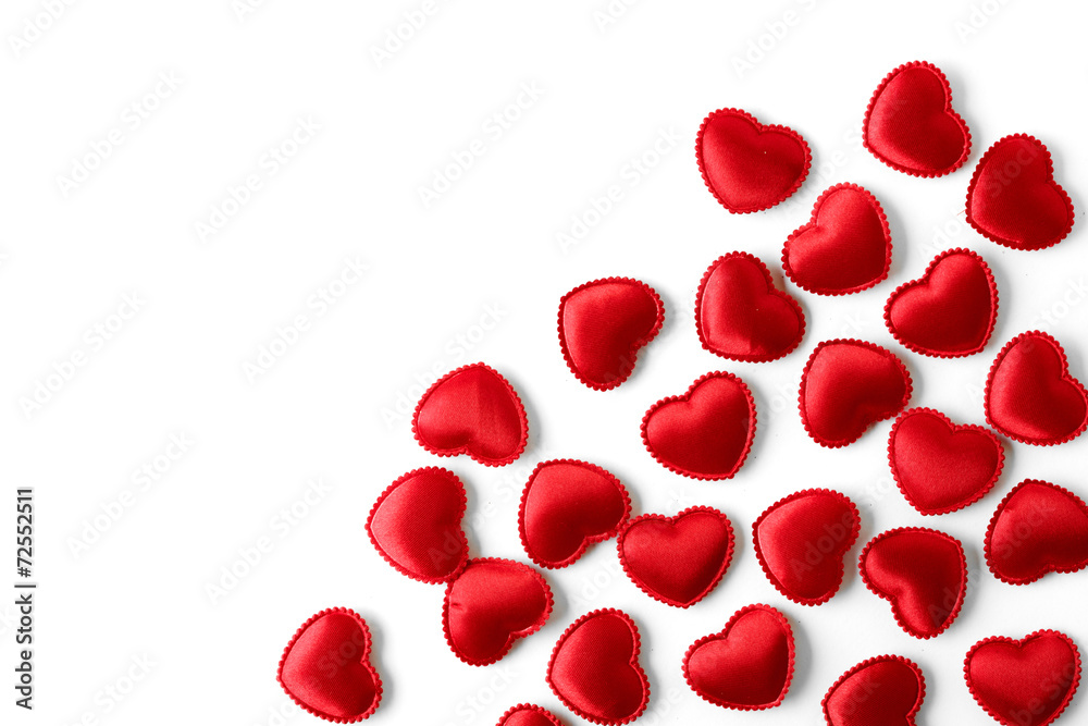 Felt red hearts isolated on a white background Felt red hearts isolated on a white background