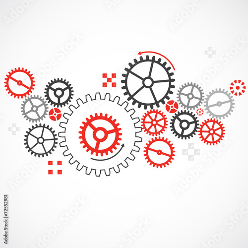Abstract technological background with various cogwheels