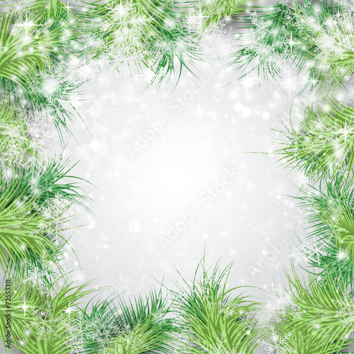 Chirstmas Tree Border with Snowflakes