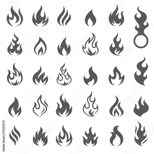 Vector Fire and Flame icon set