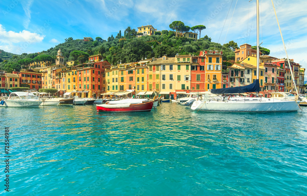 Portofino panorama,and colorful houses,Liguria,Italy