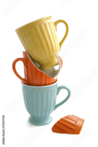 Cups on a pile