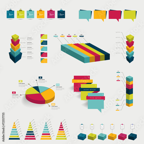 Collection of colorful flat infographic elements.