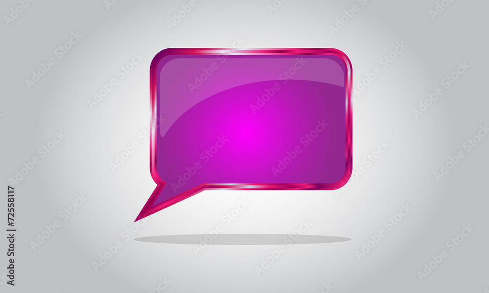 Chat bubble icon - abstract vector glossy speech - pink