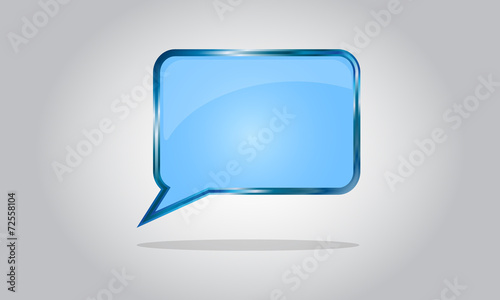Chat bubble icon - abstract vector glossy speech - blue