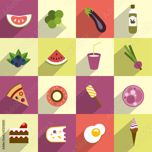 Collection of diet and fat food.