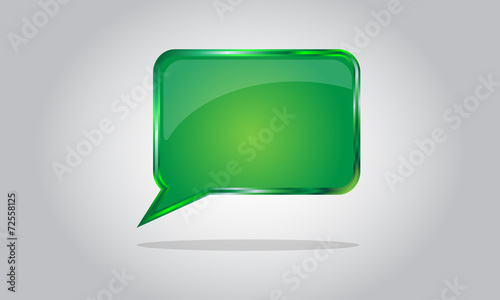 Chat bubble icon - abstract vector glossy speech - green