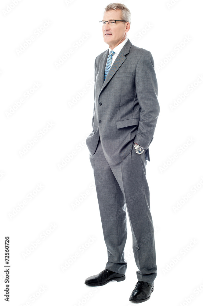 Experienced businessman with hands in pockets Experienced businessman with hands in pockets