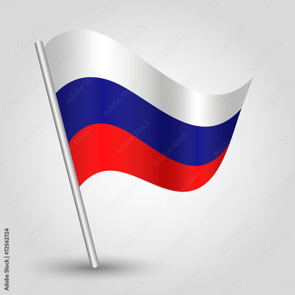 vector 3d waving russian flag on pole symbol of Russia vector 3d waving russian flag on pole symbol of Russia