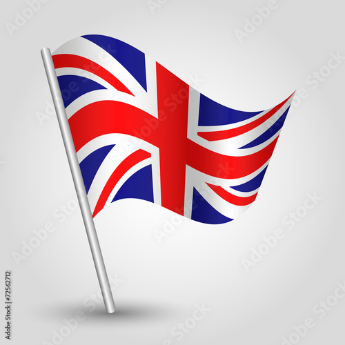 vector 3d waving english  flag on pole symbol of  UK