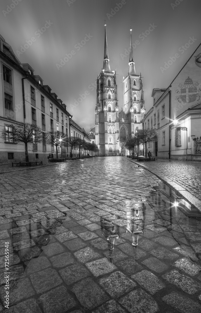 Fototapeta premium Archikatedra we Wrocławiu w czerni i bieli