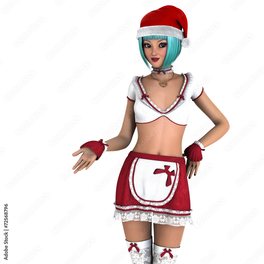 サンタクロース帽子の女性