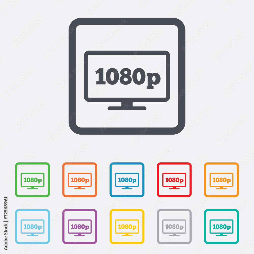 Full hd widescreen tv. 1080p symbol. Full hd widescreen tv. 1080p symbol.