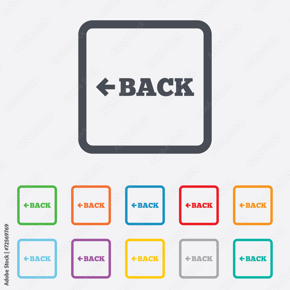 Arrow sign icon. Back button. Navigation symbol Arrow sign icon. Back button. Navigation symbol