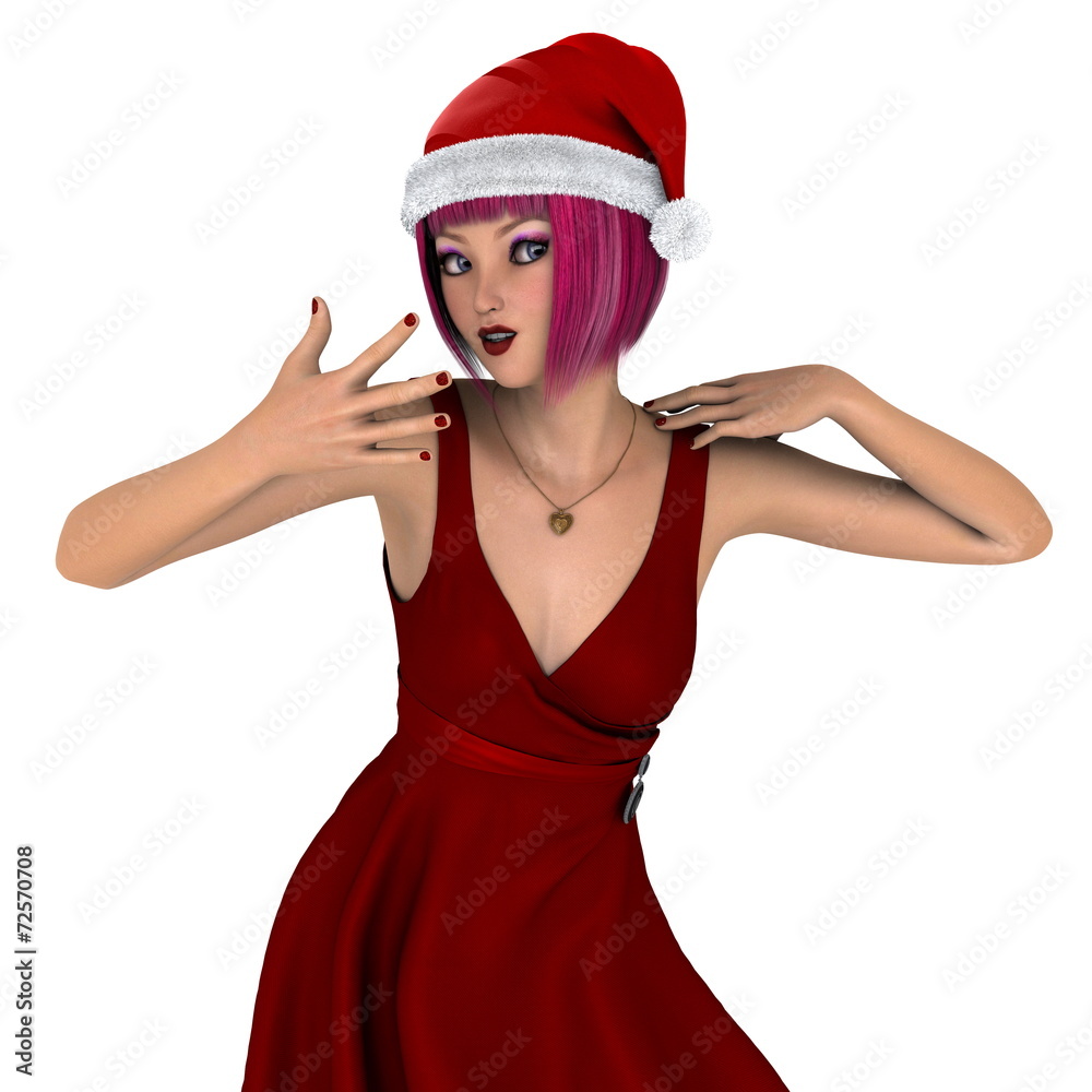 サンタクロース帽子の女性