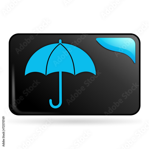 parapluie sur bouton web rectangle bleu