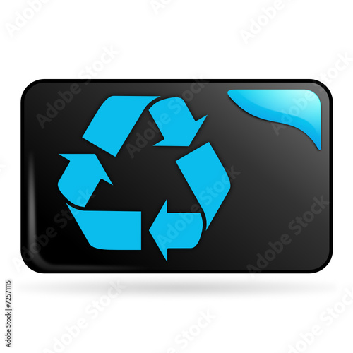 recyclage sur bouton web rectangle bleu